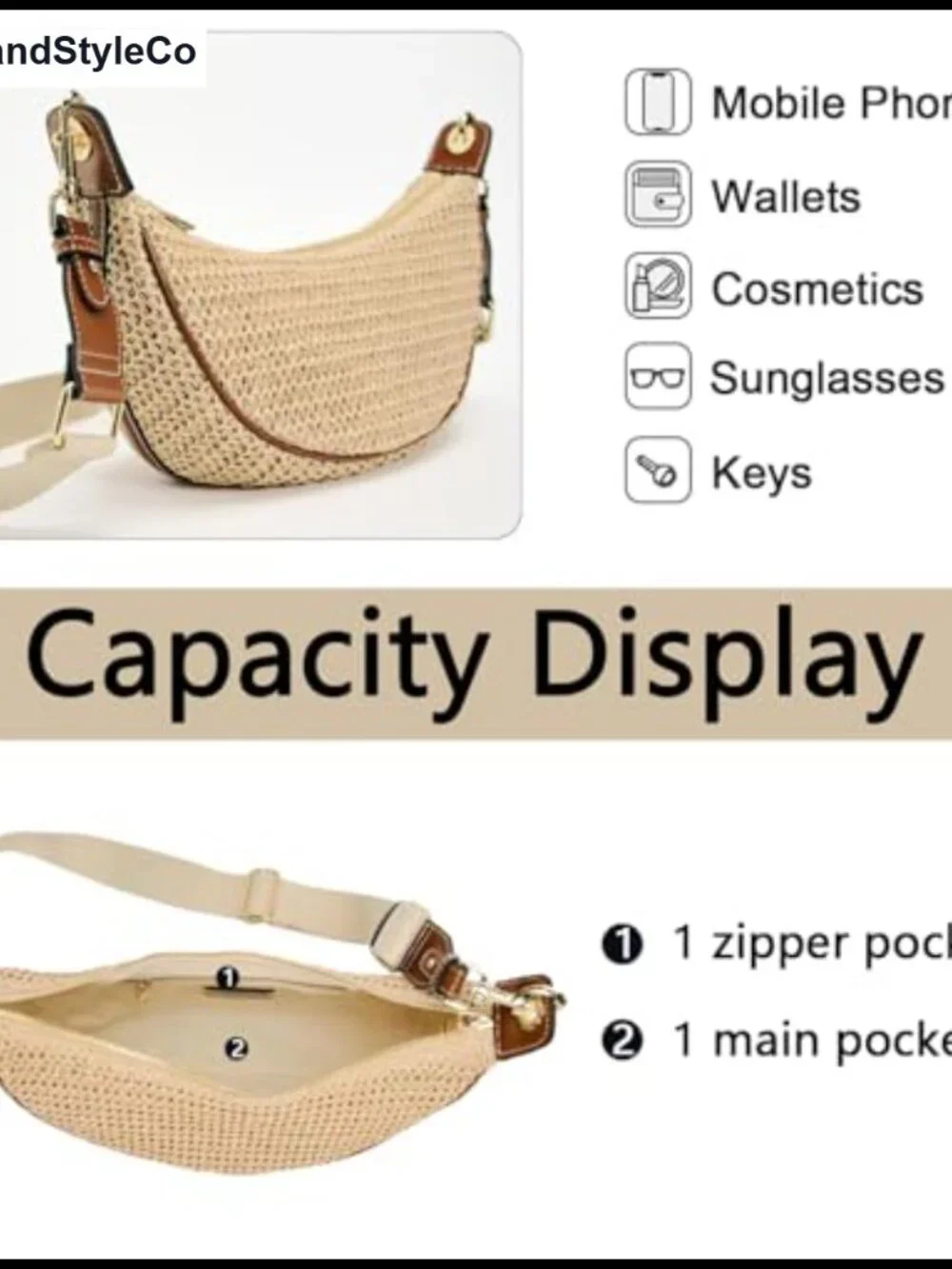 Straw Crossbody Bag for Women Woven Hobo Purse Summer Beach Adjustable Strap